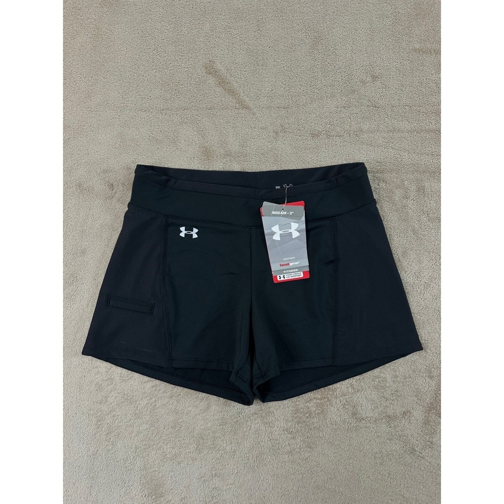 Under Armour HeatGear Compression Shorts Womens Size XS Black NEW